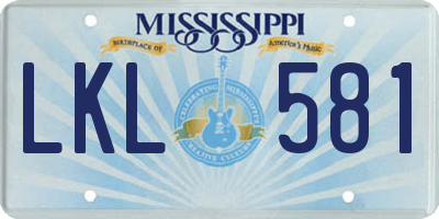 MS license plate LKL581