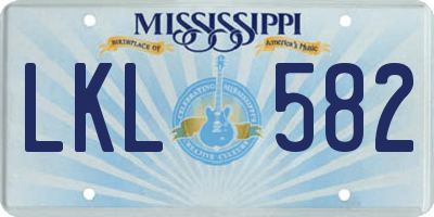 MS license plate LKL582