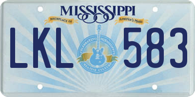 MS license plate LKL583