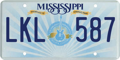 MS license plate LKL587