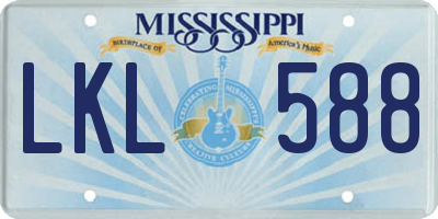 MS license plate LKL588