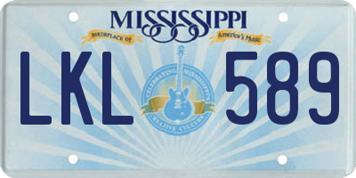 MS license plate LKL589