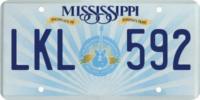MS license plate LKL592
