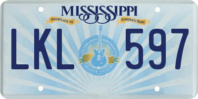 MS license plate LKL597
