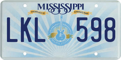 MS license plate LKL598