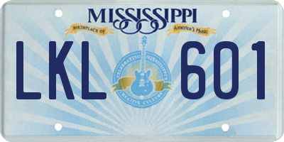 MS license plate LKL601
