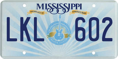 MS license plate LKL602