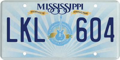 MS license plate LKL604