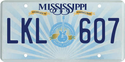 MS license plate LKL607
