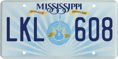 MS license plate LKL608
