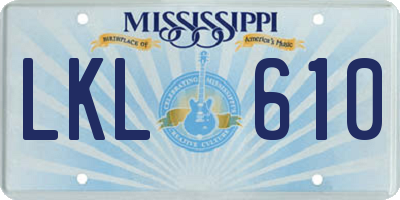 MS license plate LKL610