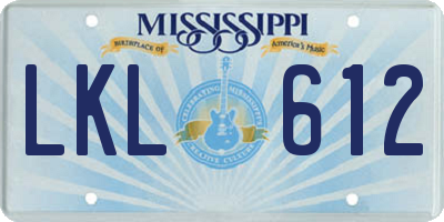 MS license plate LKL612