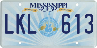MS license plate LKL613