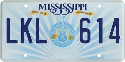 MS license plate LKL614