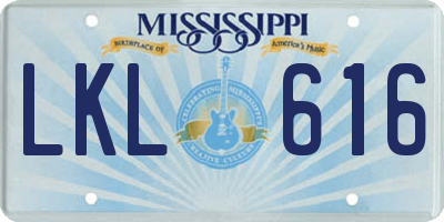 MS license plate LKL616