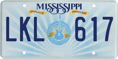 MS license plate LKL617