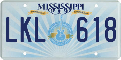 MS license plate LKL618