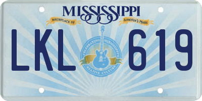 MS license plate LKL619