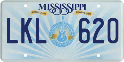 MS license plate LKL620