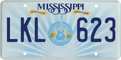 MS license plate LKL623