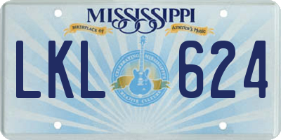 MS license plate LKL624