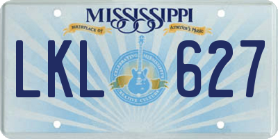 MS license plate LKL627