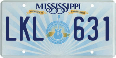 MS license plate LKL631