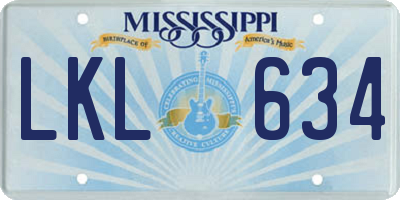 MS license plate LKL634
