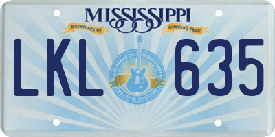 MS license plate LKL635