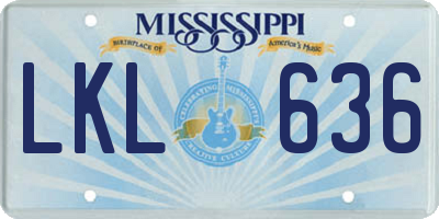 MS license plate LKL636