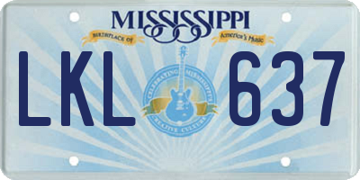 MS license plate LKL637