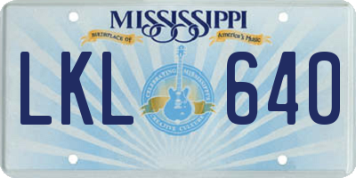 MS license plate LKL640