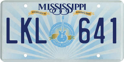 MS license plate LKL641