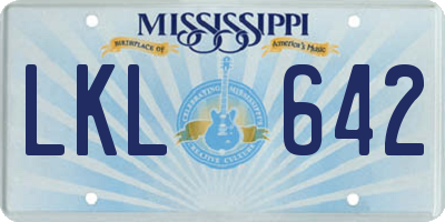 MS license plate LKL642