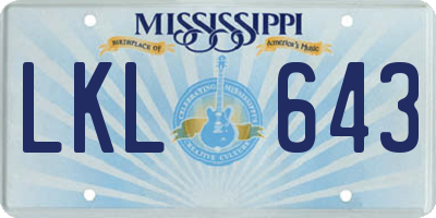 MS license plate LKL643
