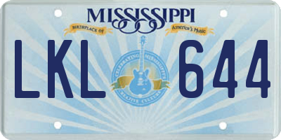 MS license plate LKL644