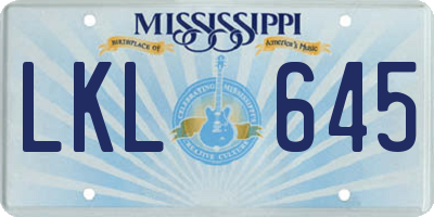 MS license plate LKL645