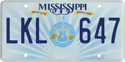 MS license plate LKL647