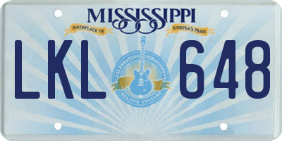 MS license plate LKL648