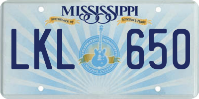 MS license plate LKL650