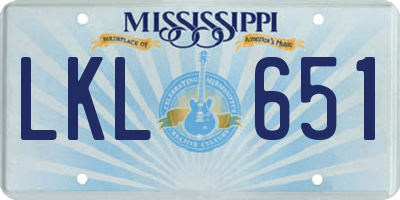 MS license plate LKL651