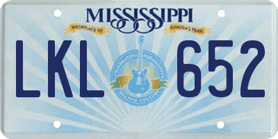 MS license plate LKL652
