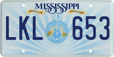 MS license plate LKL653