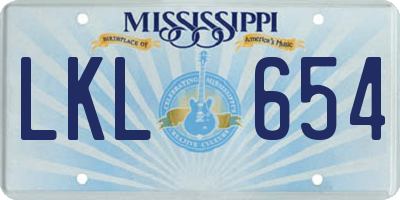 MS license plate LKL654