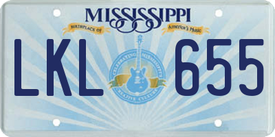 MS license plate LKL655