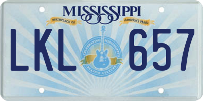 MS license plate LKL657