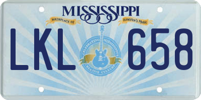 MS license plate LKL658