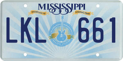 MS license plate LKL661