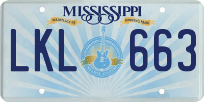 MS license plate LKL663