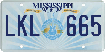 MS license plate LKL665
